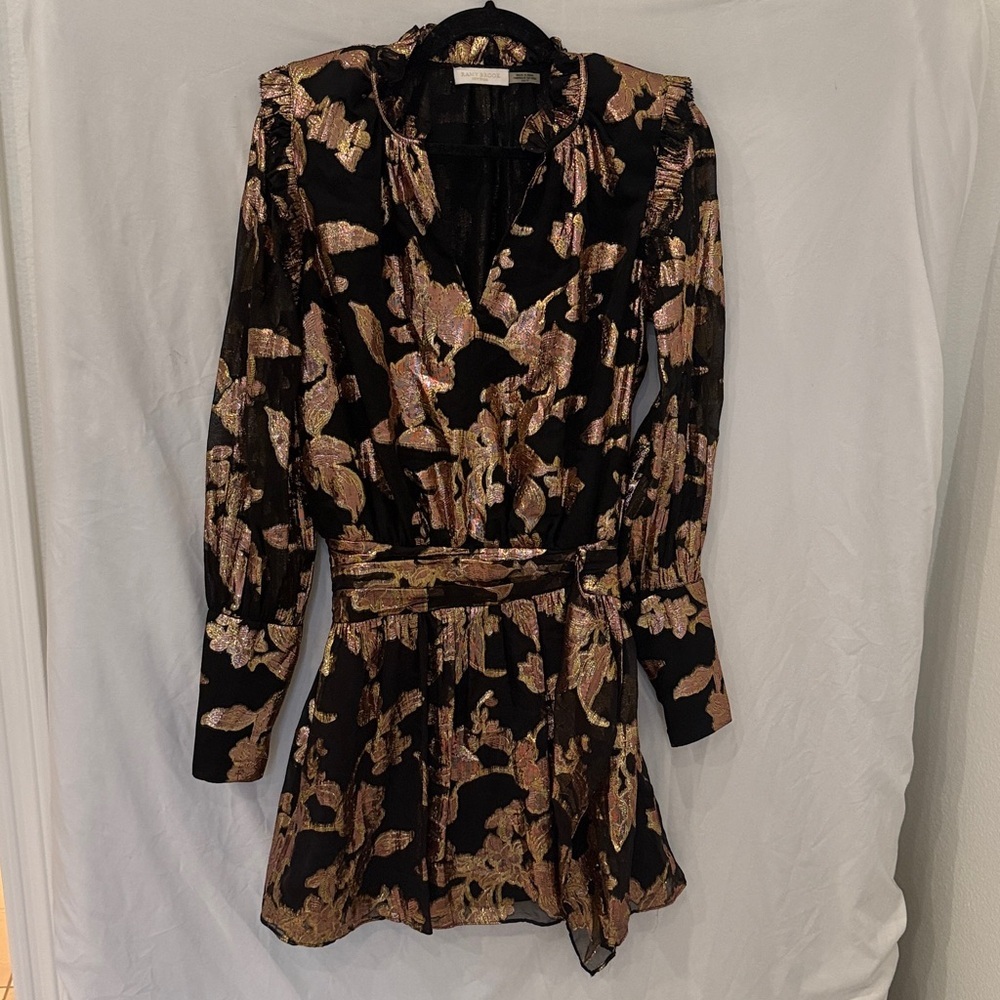 Ramy Brook Jayda dress size XS black gold silk - Picture 5 of 8